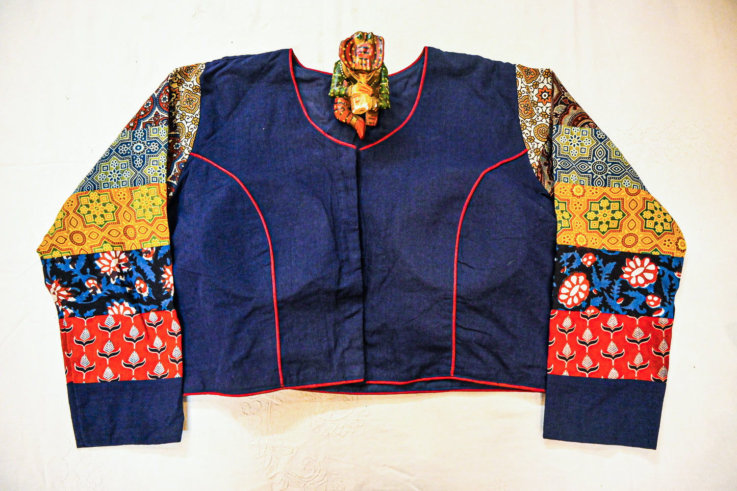 Ajrakh patchwork work blouse