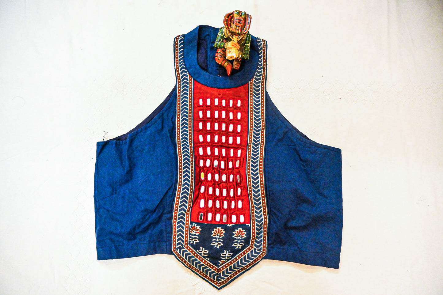 Ajrakh Mirror work Embroidery Blouse