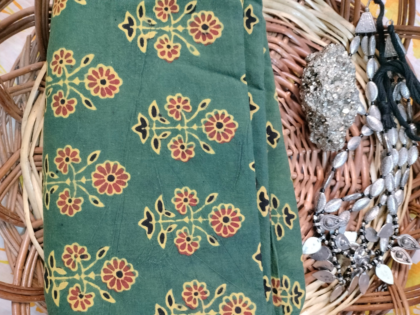 Pure cotton hand block print dress material /Meter