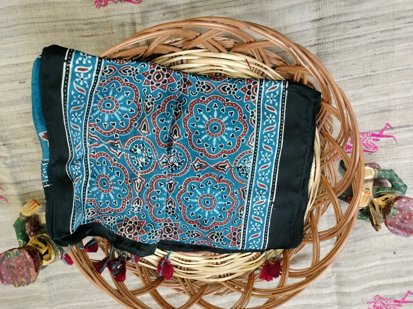 Modal silk Ajarak hand block print Stole