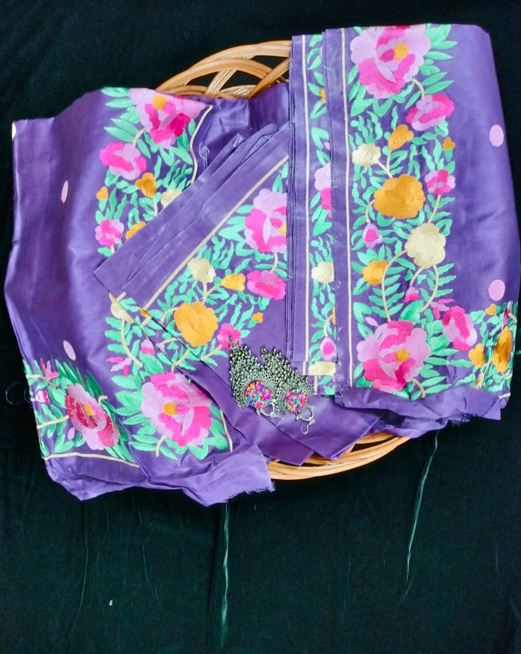 Pure Tusser embroidery Saree