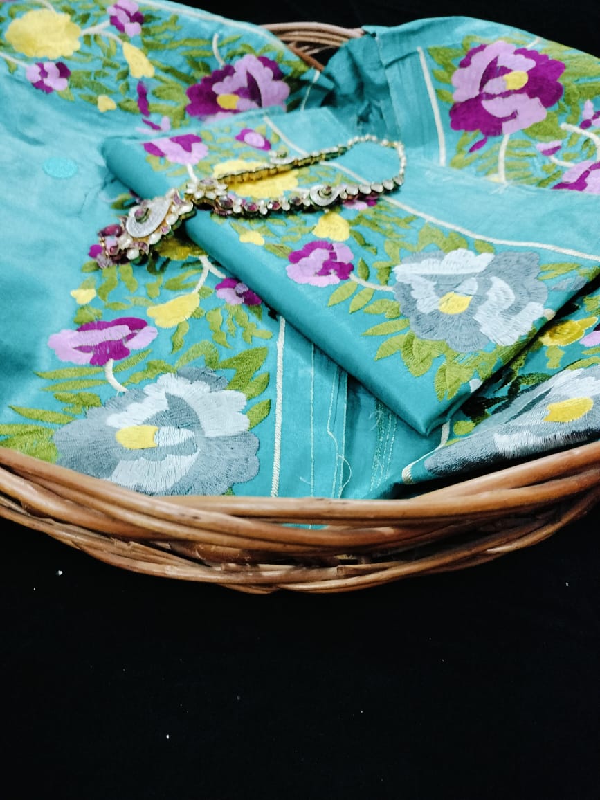 Pure Tusser embroidery Saree