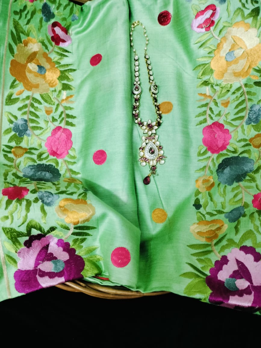 Pure Tusser embroidery Saree