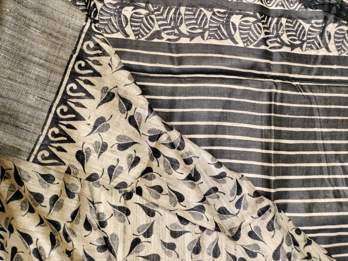 Pure Tussar Ghicha Kalamkari Saree
