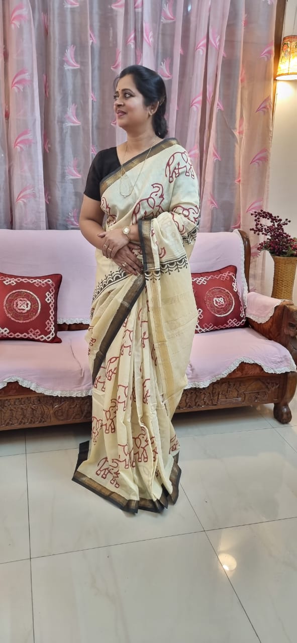 Pure Maheshwari silk saree