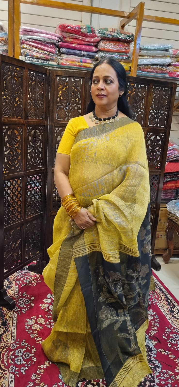 Linen Jamdani saree