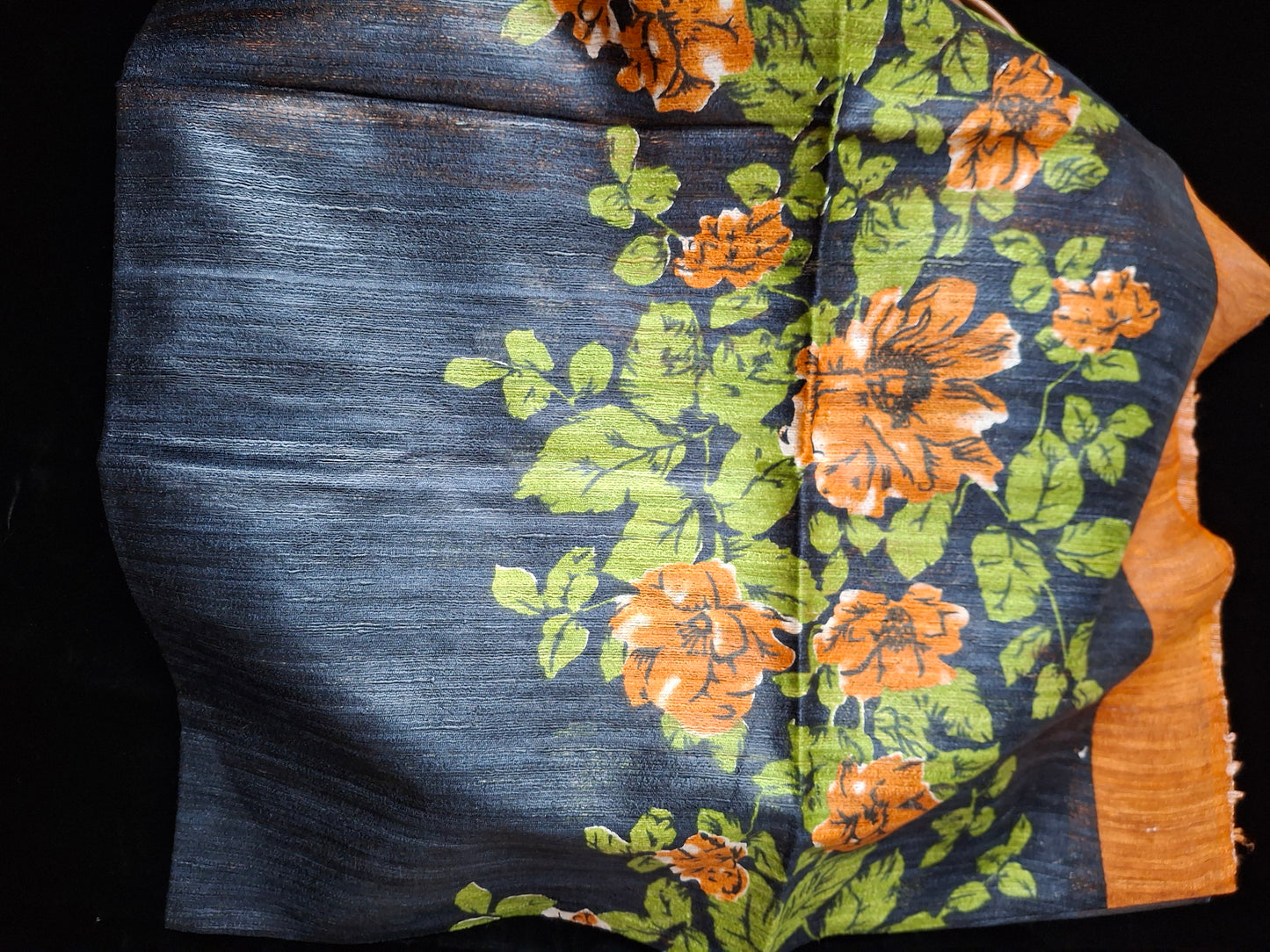 Pure tussar ghicha digital print zari Border saree