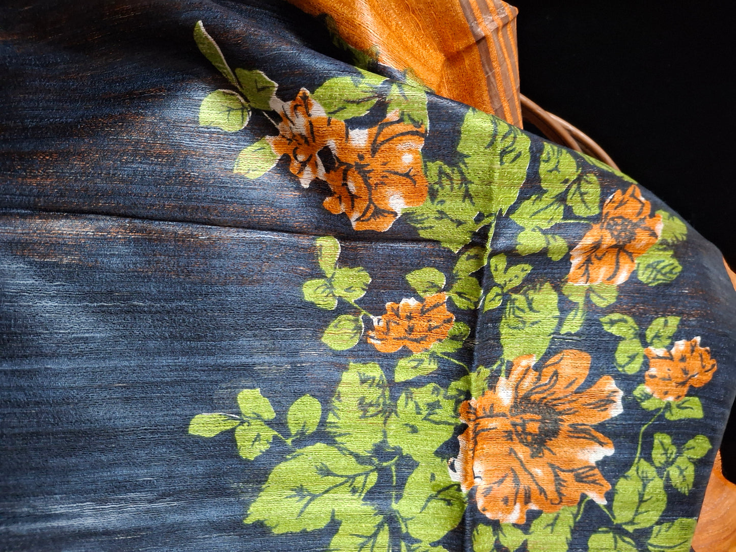 Pure tussar ghicha digital print zari Border saree