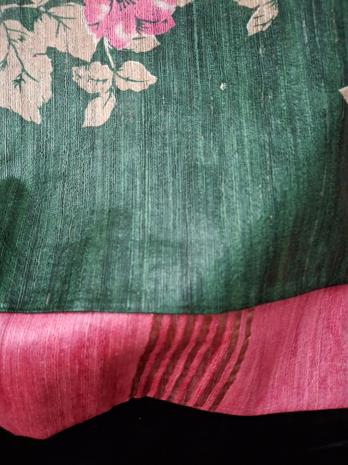 Pure tussar ghicha digital print zari Border saree