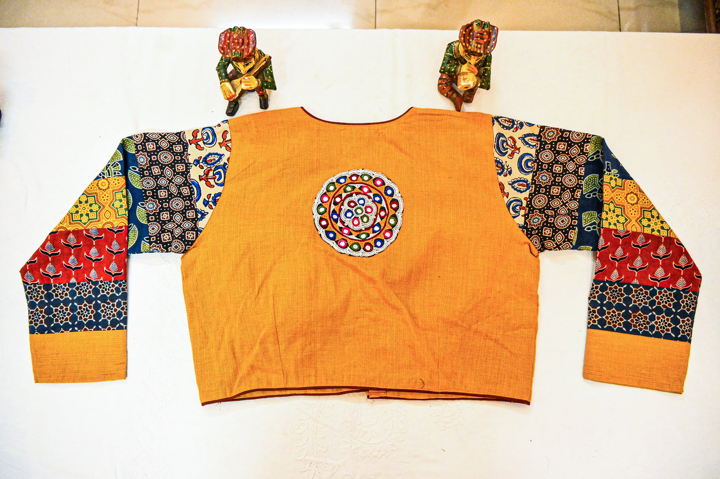 Ajrakh patchwork work blouse