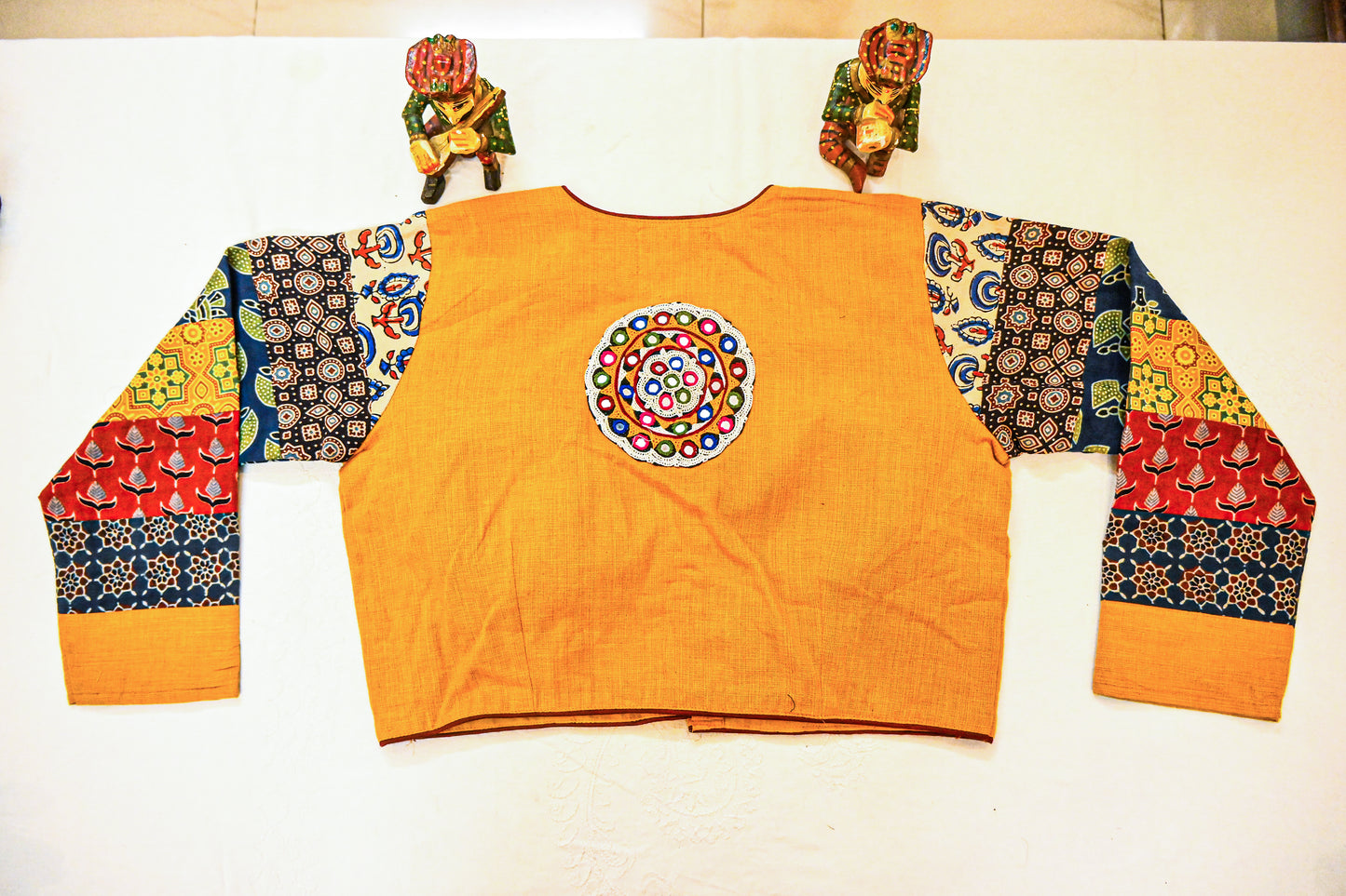 Ajrakh patchwork work blouse