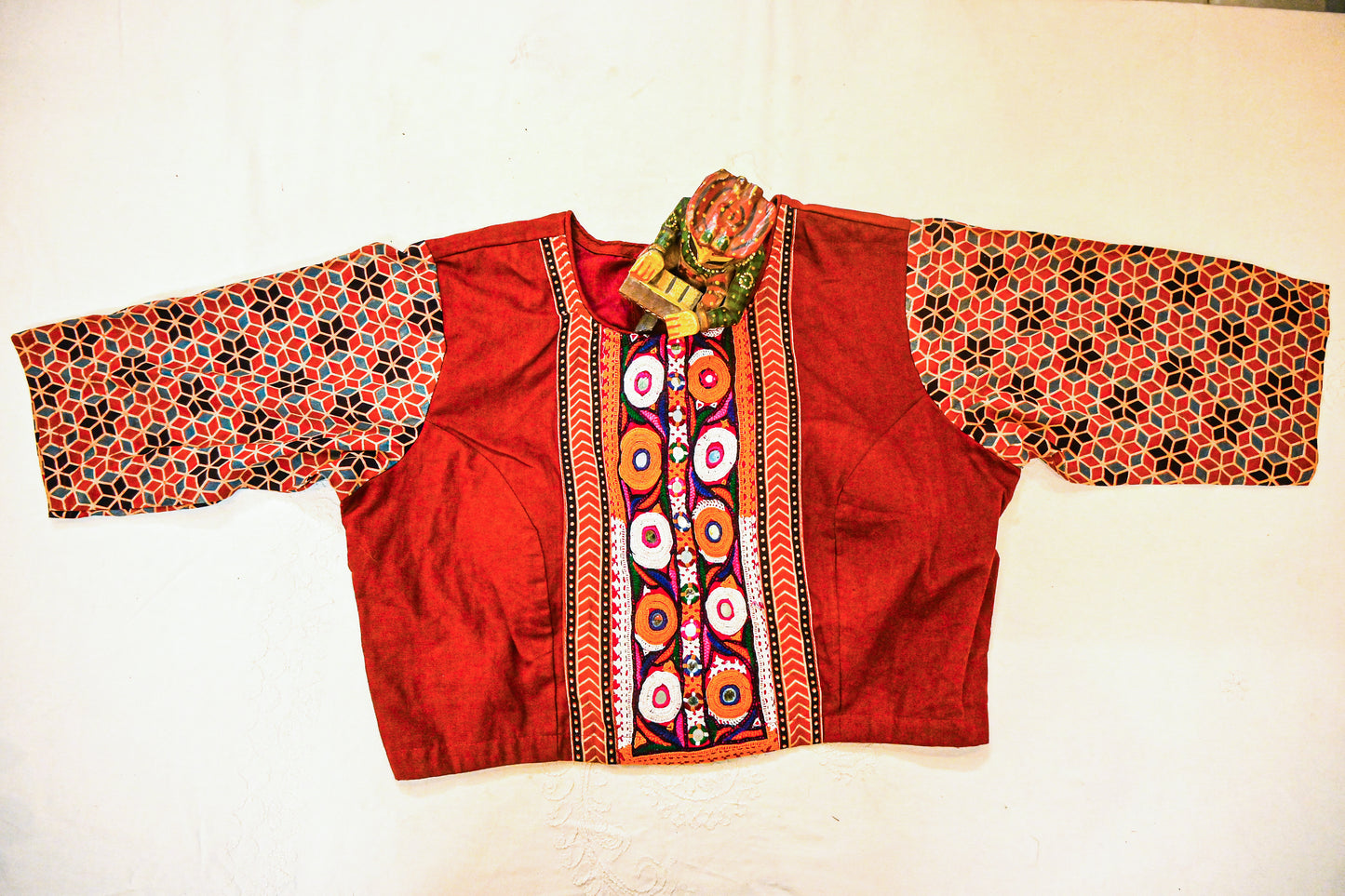 Ajrakh patchwork Blouse with Special Kutch Blouse