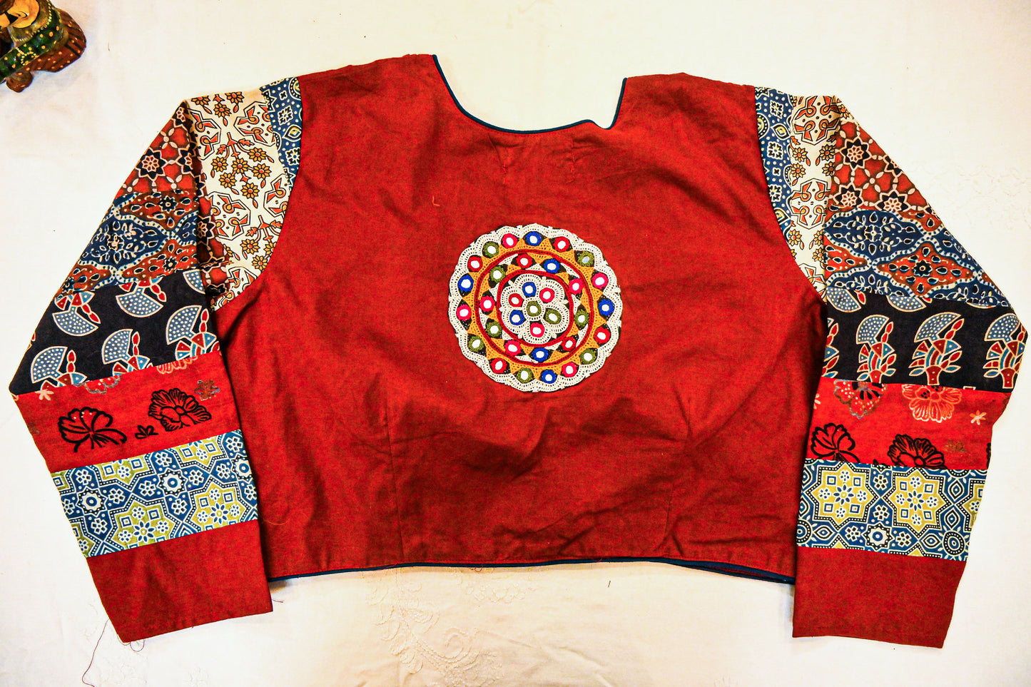 Ajrakh patchwork Blouse with Special Kutch Blouse
