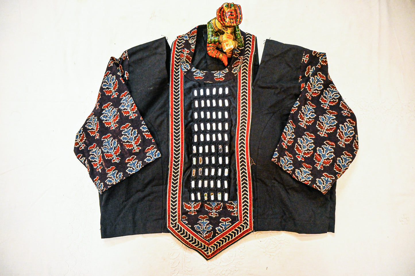 Ajrakh Mirror work Embroidery Blouse