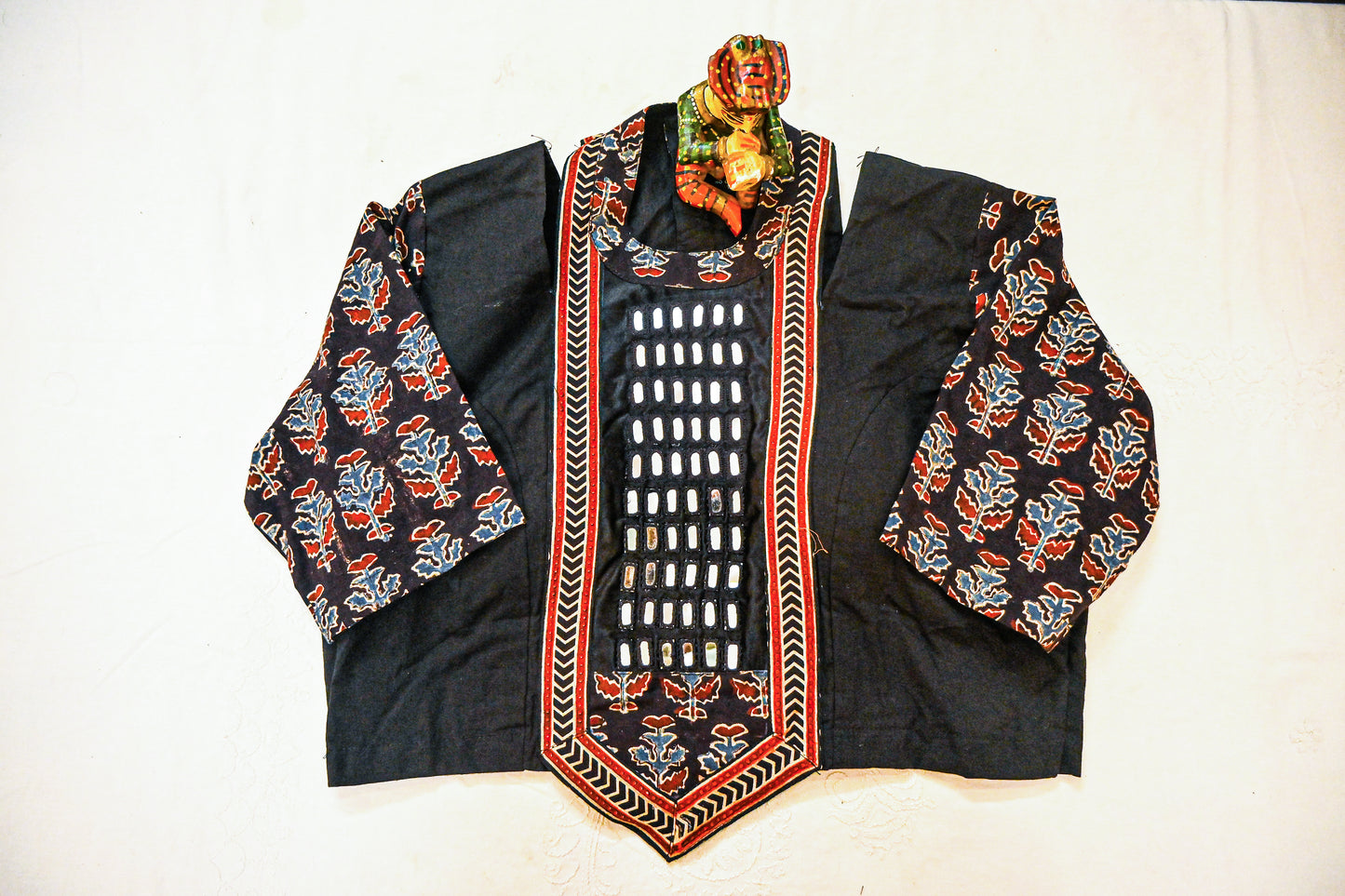 Ajrakh Mirror work Embroidery Blouse