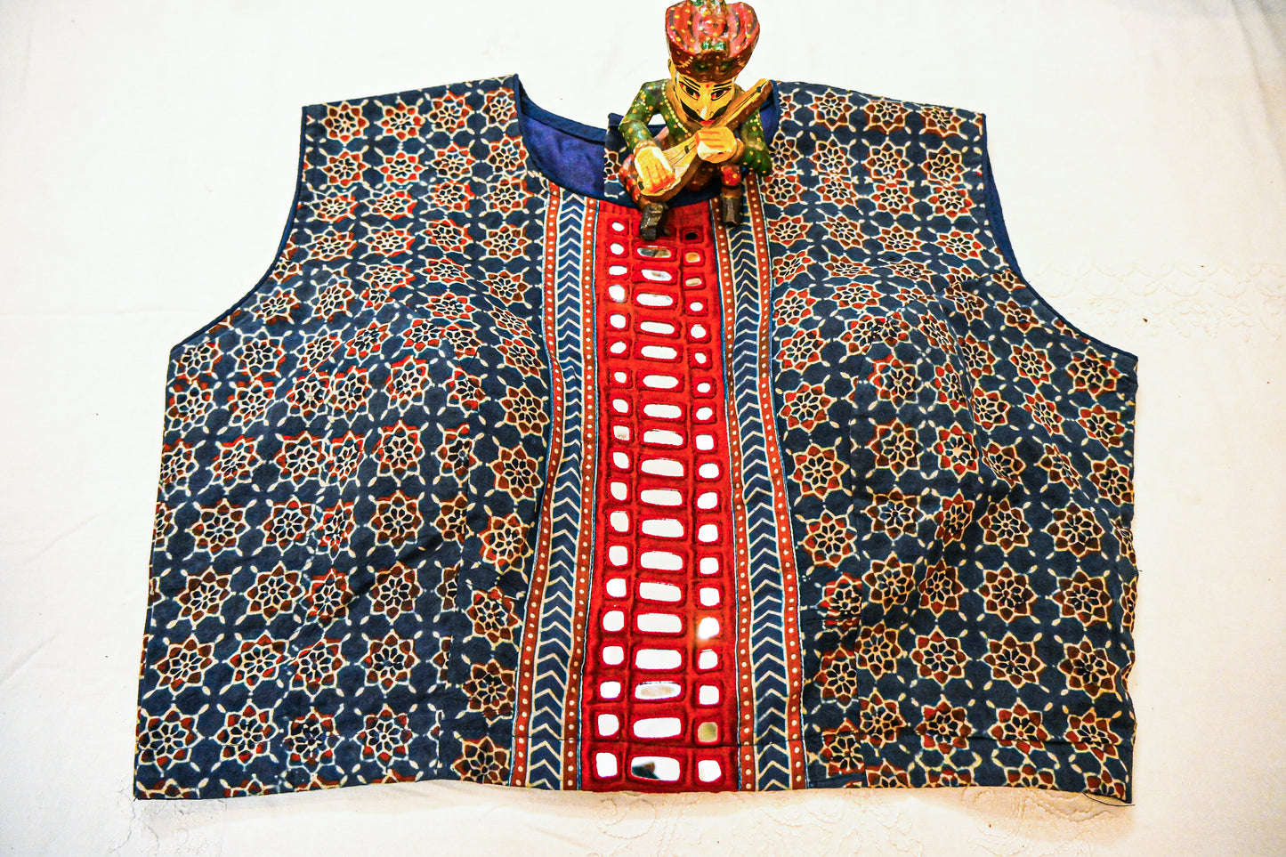 Ajrakh Mirror work Embroidery Blouse