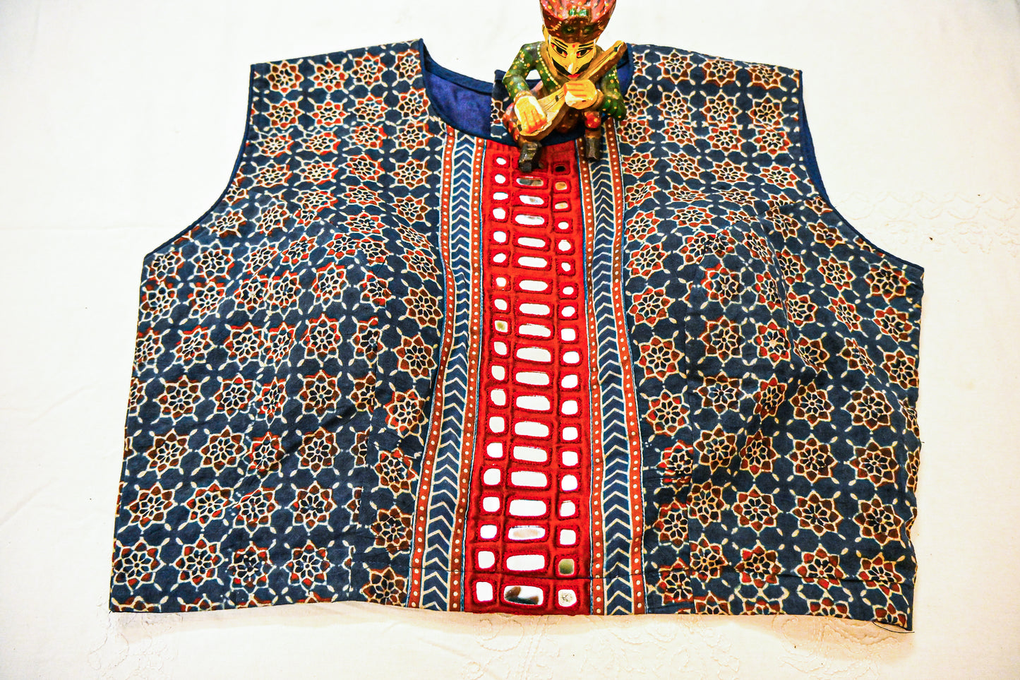 Ajrakh Mirror work Embroidery Blouse