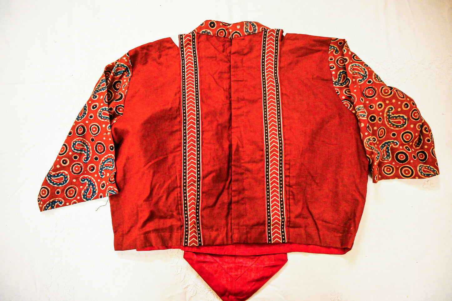 Ajrakh Mirror work Embroidery Blouse