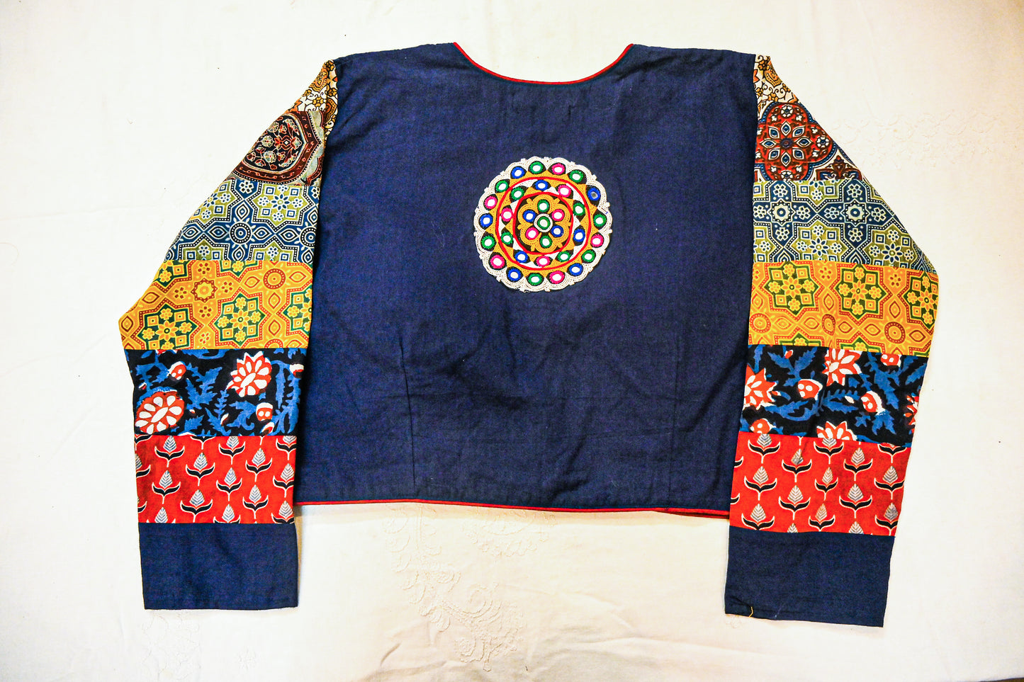 Ajrakh patchwork work blouse
