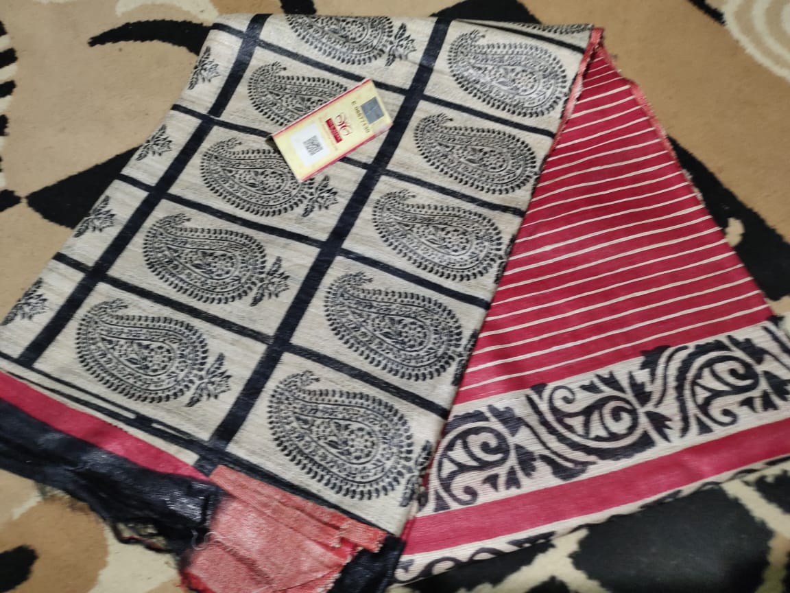 Pure Tussar Ghicha silk Saree with Silk Mark