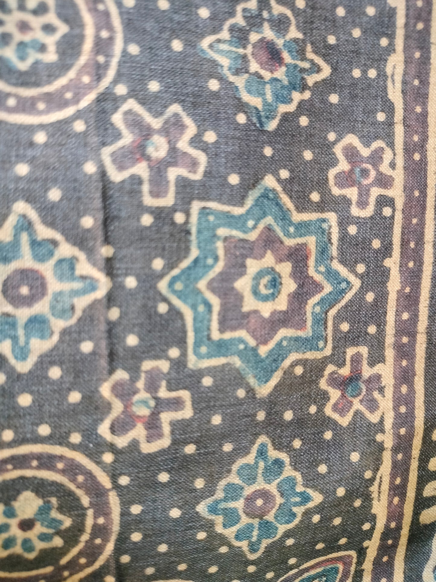 Pure tussar ajarak hand block print saree with silk mark