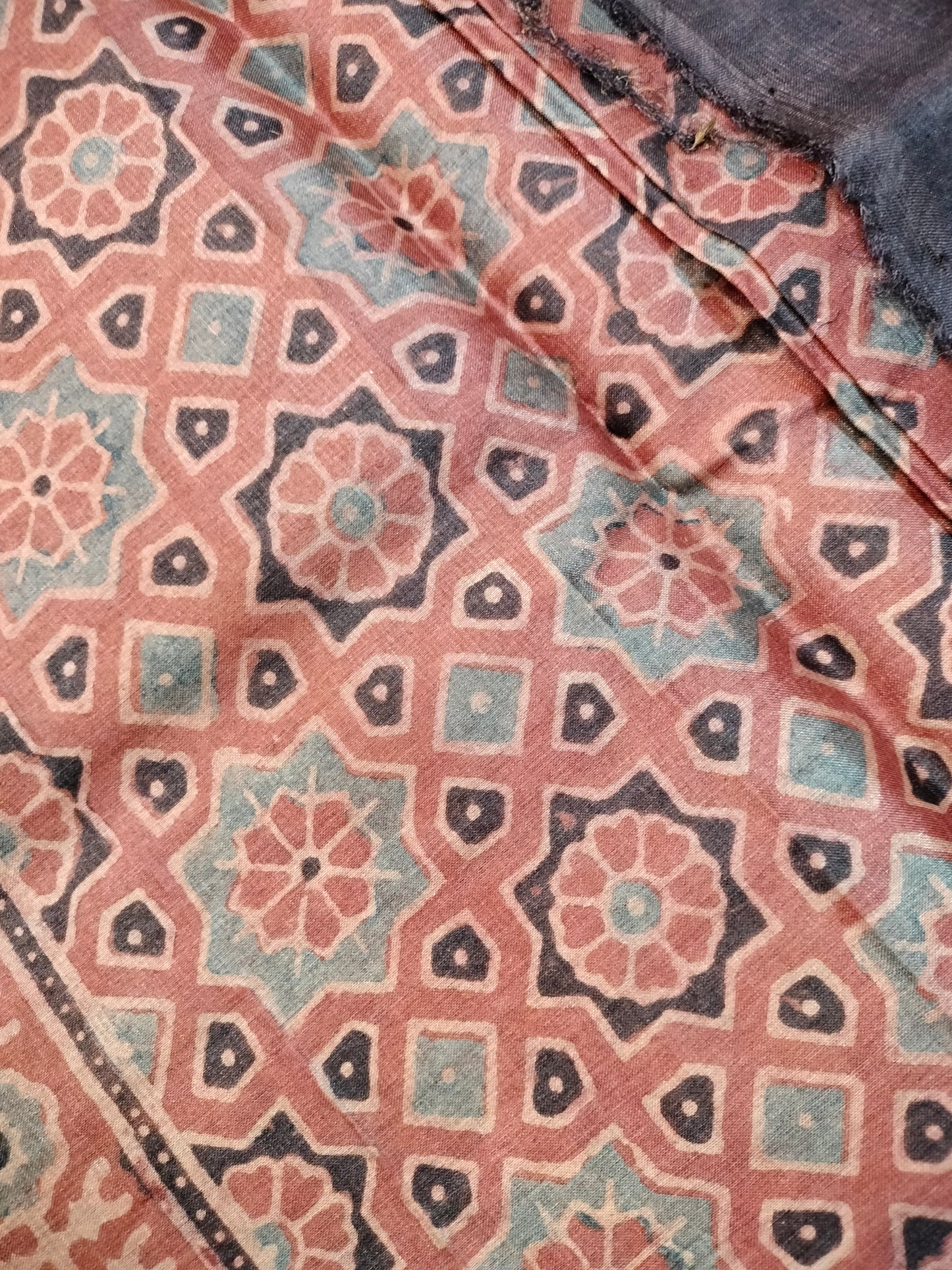 Pure tussar ajarak hand block print saree with silk mark