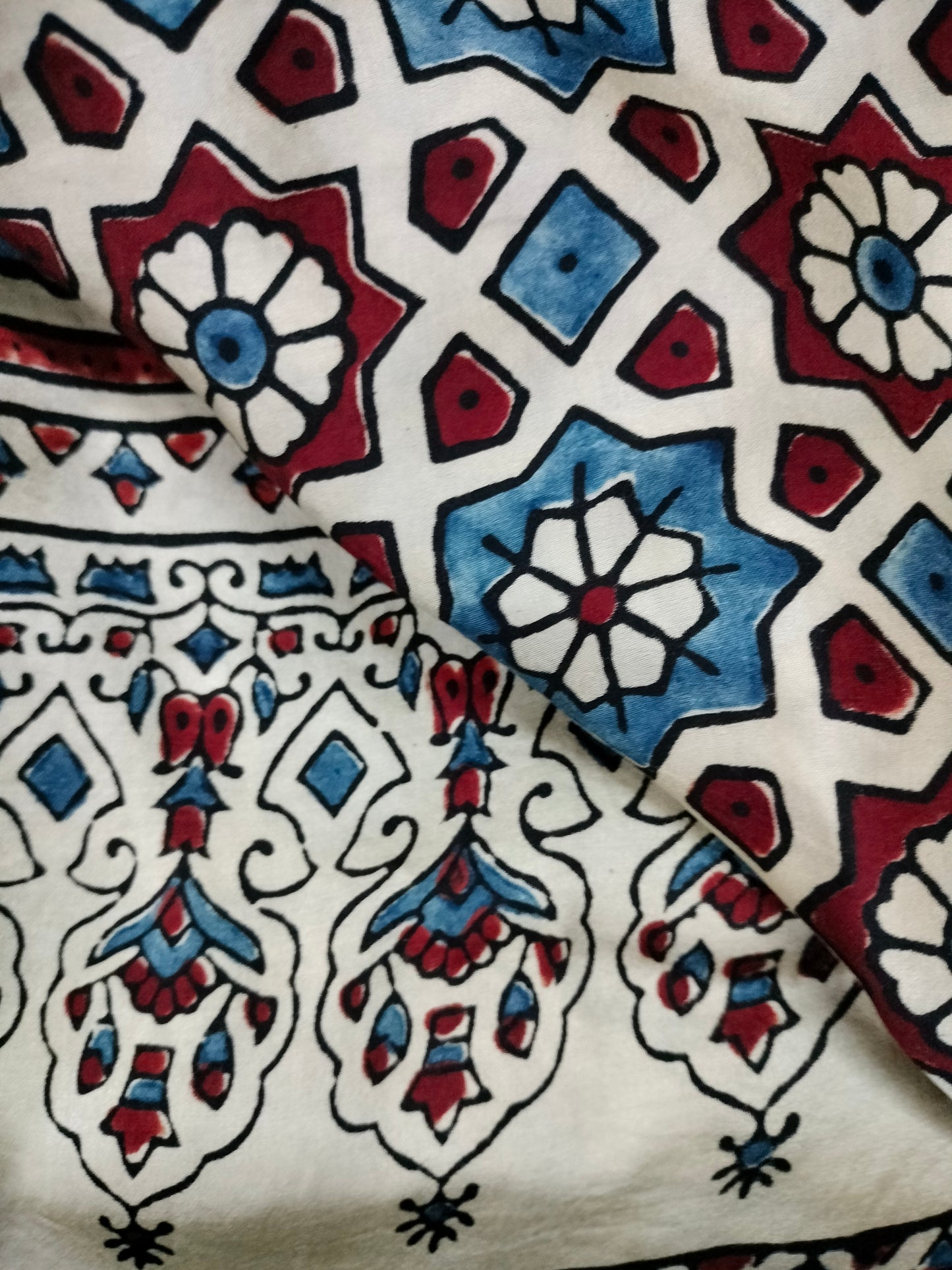 Pure Dola Silk ajarak hand block print