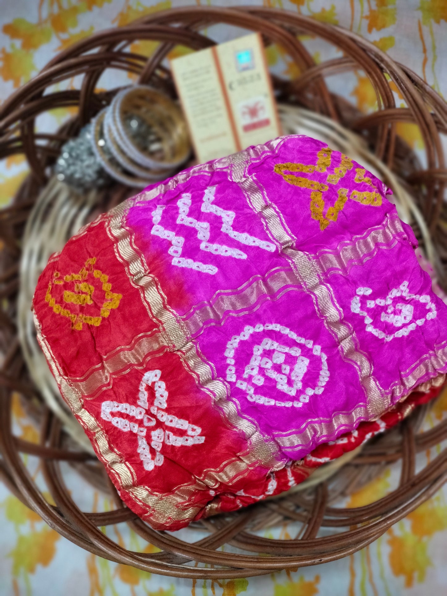 Pure gajji silk bandhej ghatchola Saree