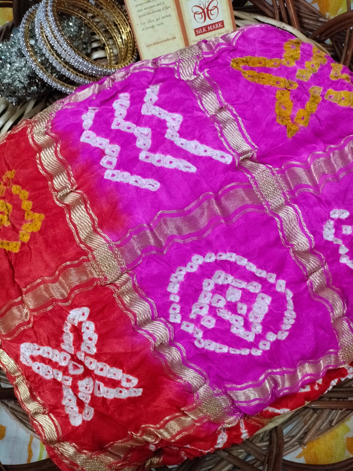 Pure gajji silk bandhej ghatchola Saree