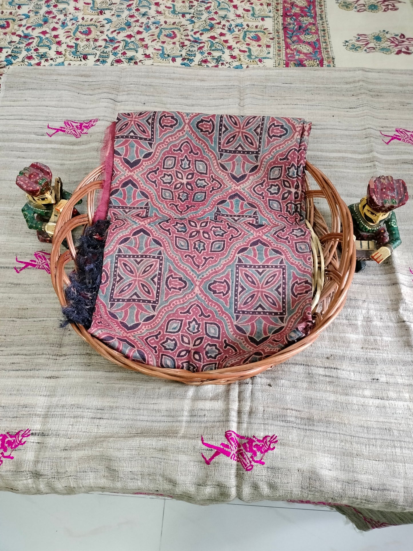 Pure Tussar Ajarak hand block print Kurta and Dupatta 2.5 mt (each)