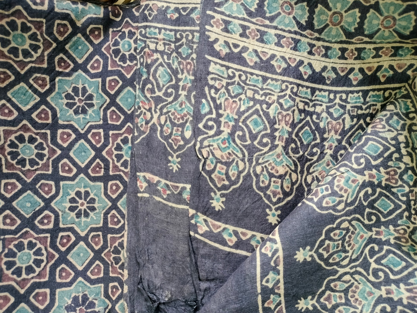 Pure tussar Ajarak hand block print Kurta and Dupatta 2.5 mt (each)