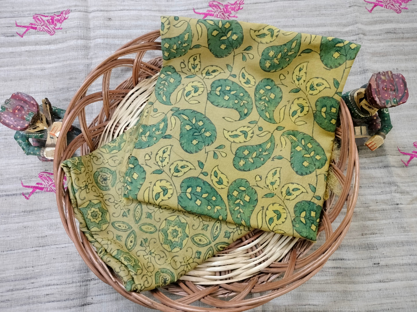 Pure tussar Ajarak hand block print Kurta and Dupatta 2.5 mt (each)