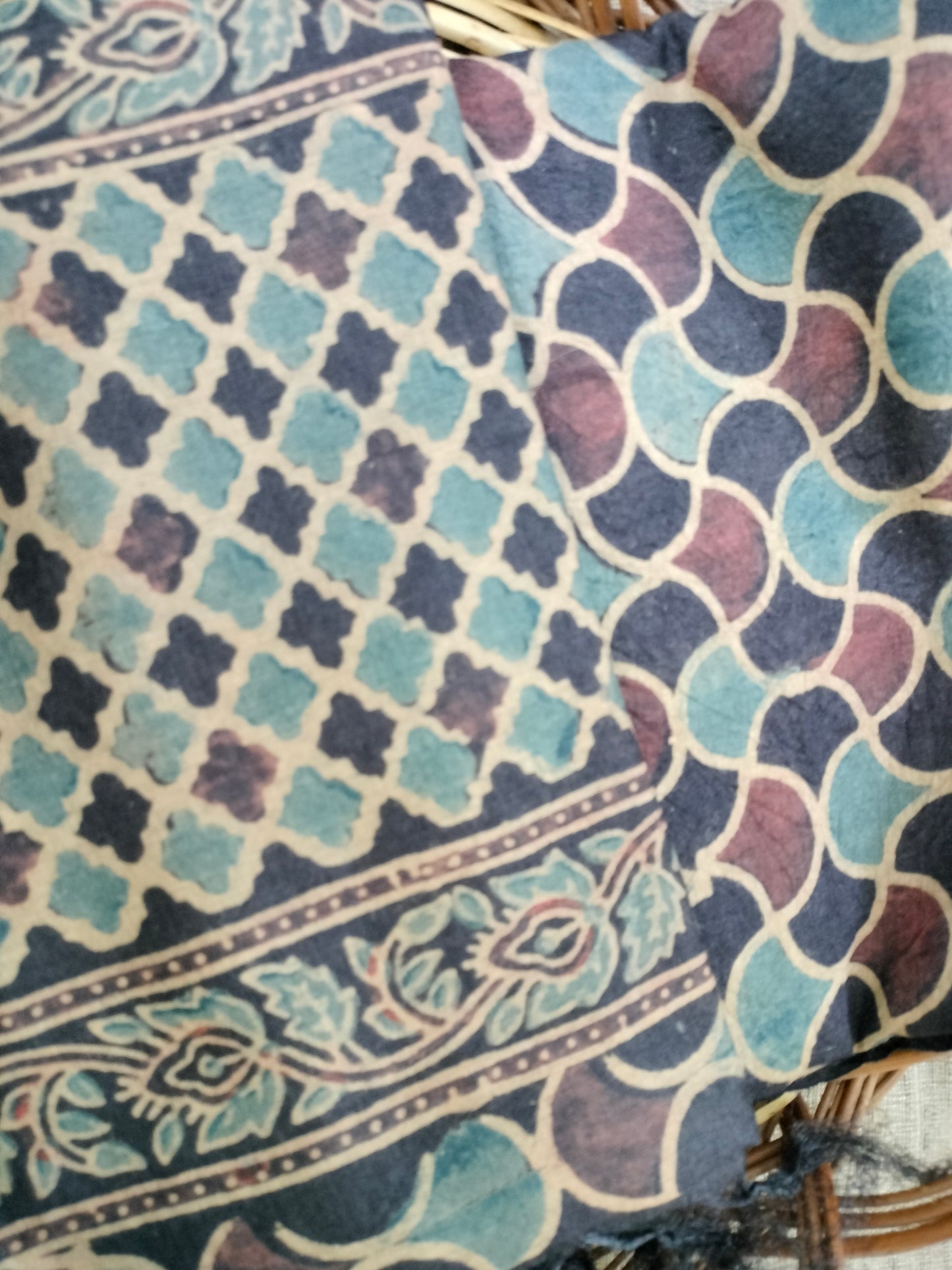 Pure tussar Ajarak hand block print Kurta and Dupatta 2.5 mt (each)