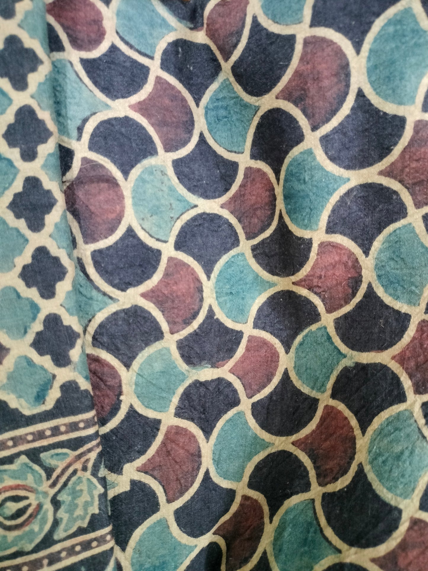 Pure tussar Ajarak hand block print Kurta and Dupatta 2.5 mt (each)