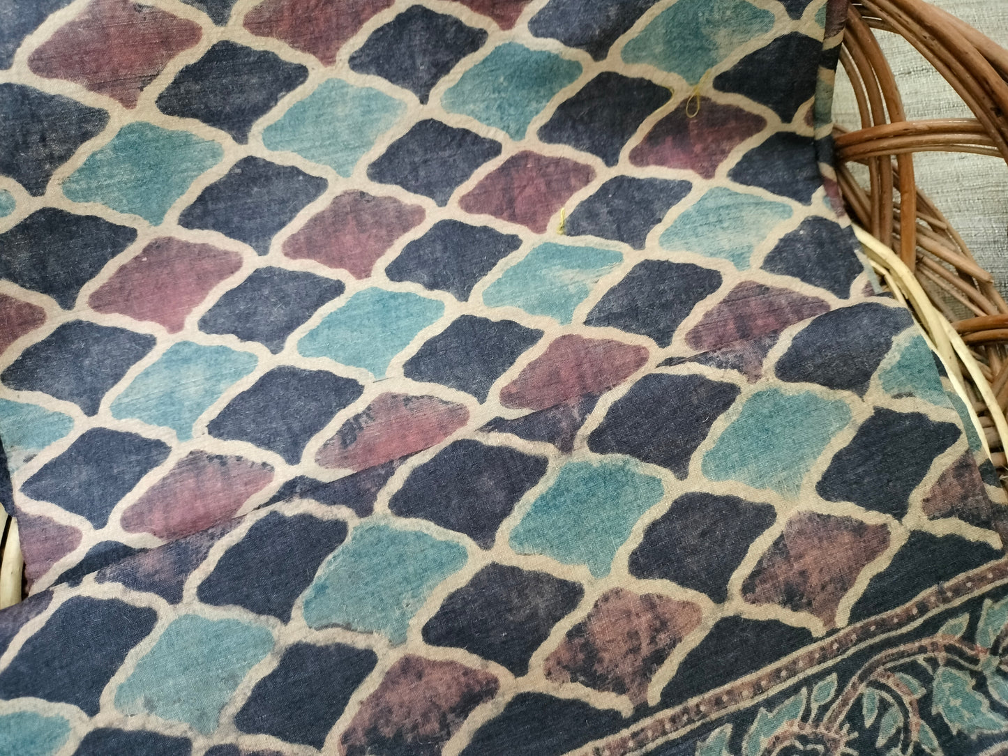 Pure tussar Ajarak hand block print Kurta and Dupatta 2.5 mt (each)