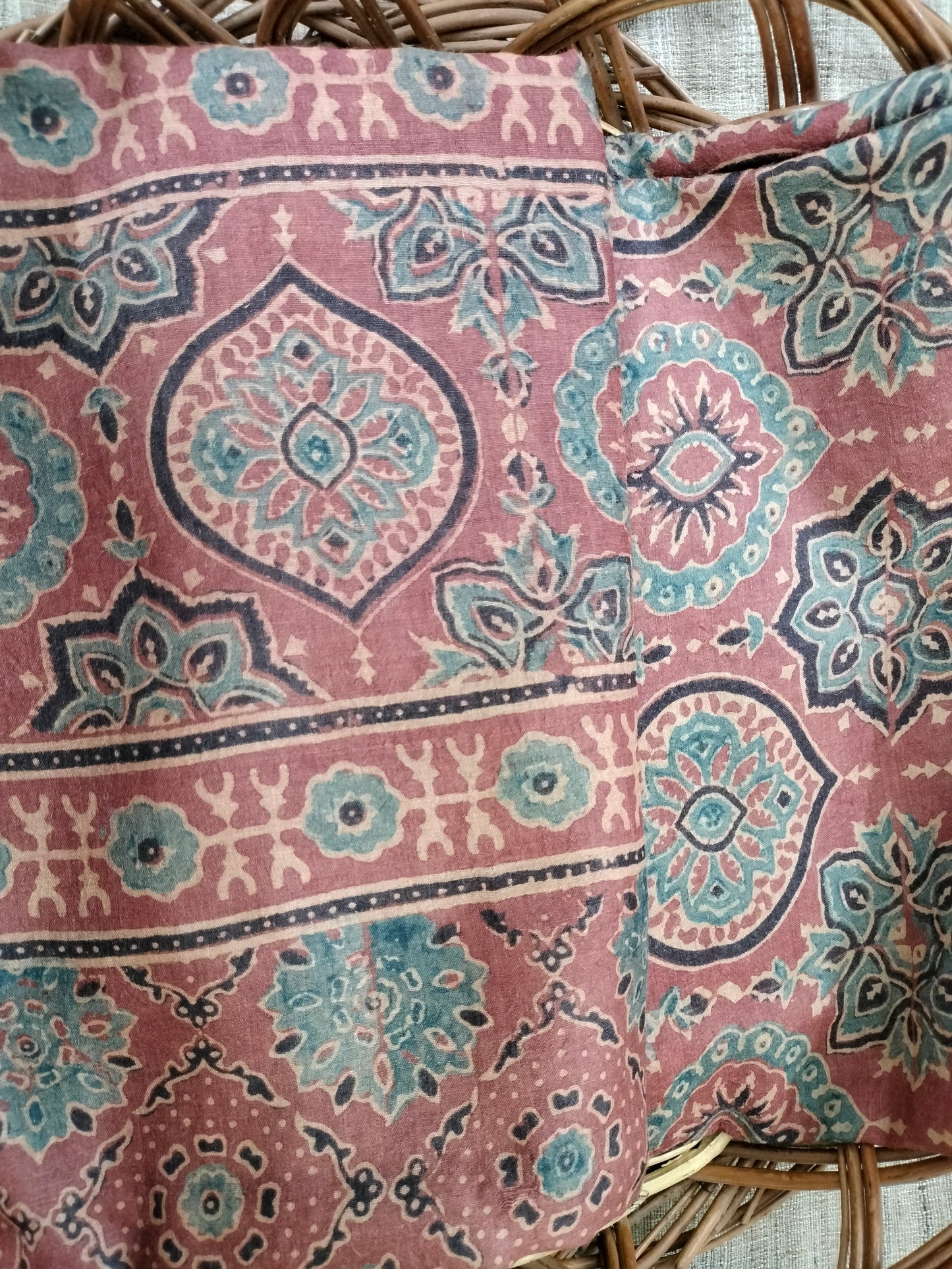 Pure Tussar Ajarak hand block print Kurta and Dupatta 2.5 mt (each)