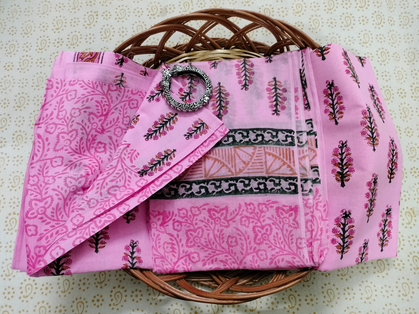 Pure Mul cotton suit with  chiffon dupatta