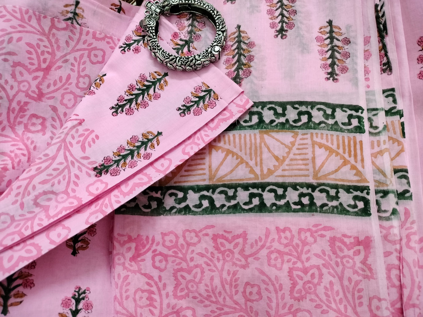 Pure Mul cotton suit with  chiffon dupatta