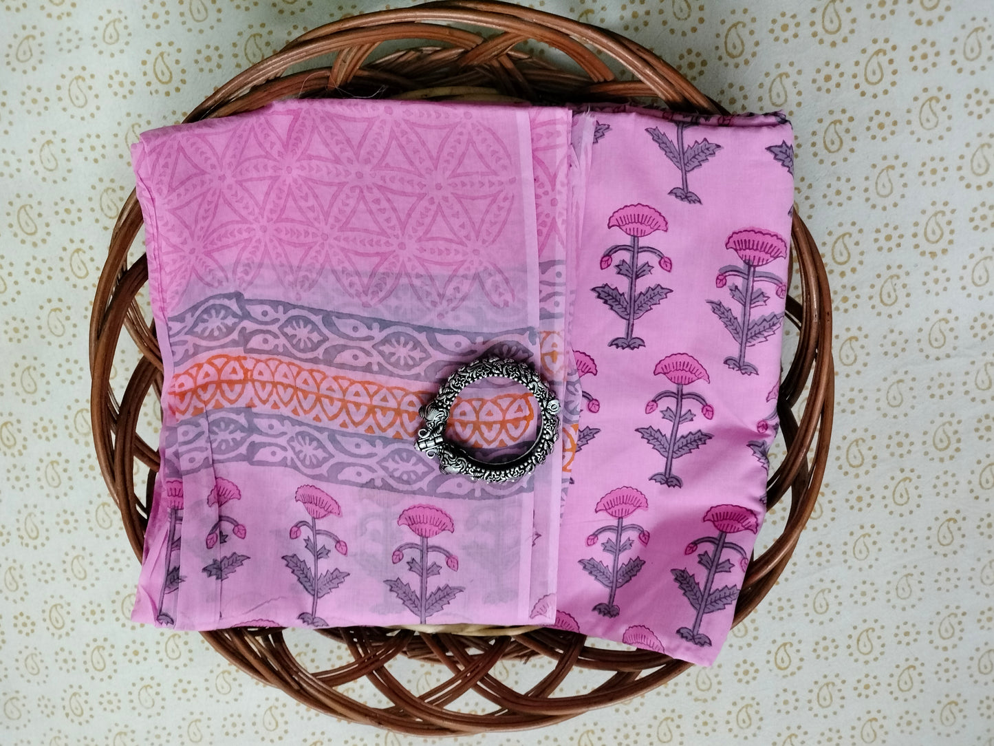 Pure Mul cotton suit with chiffon dupatta