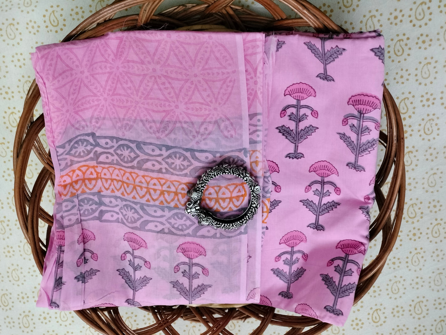 Pure Mul cotton suit with chiffon dupatta