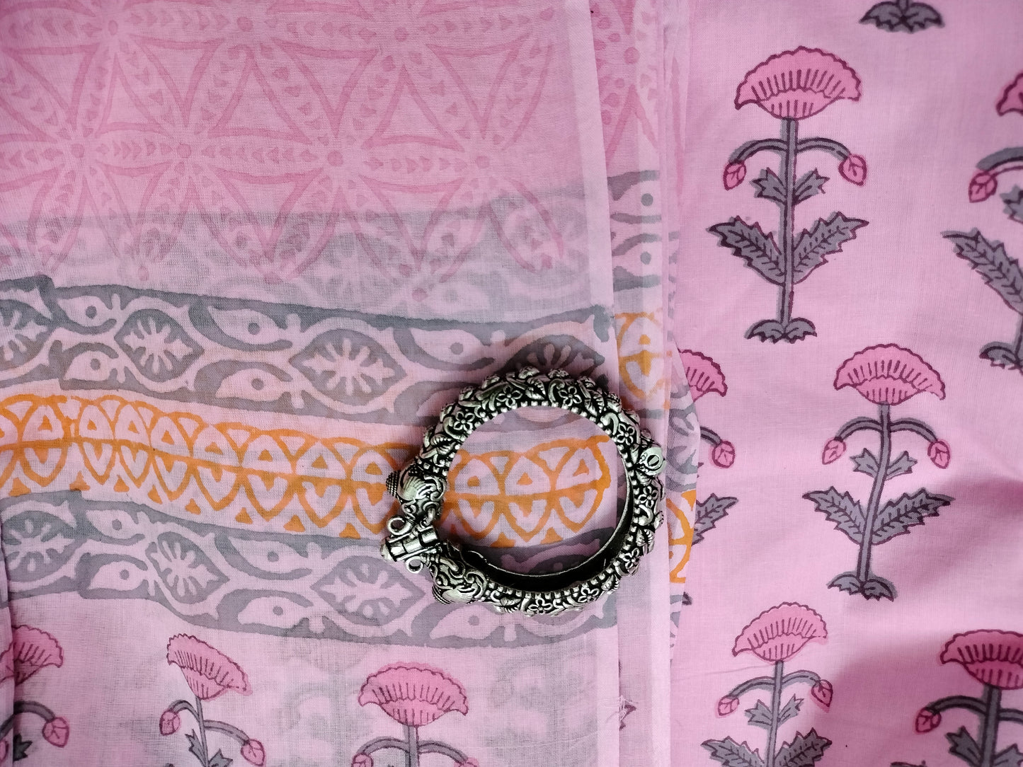 Pure Mul cotton suit with chiffon dupatta
