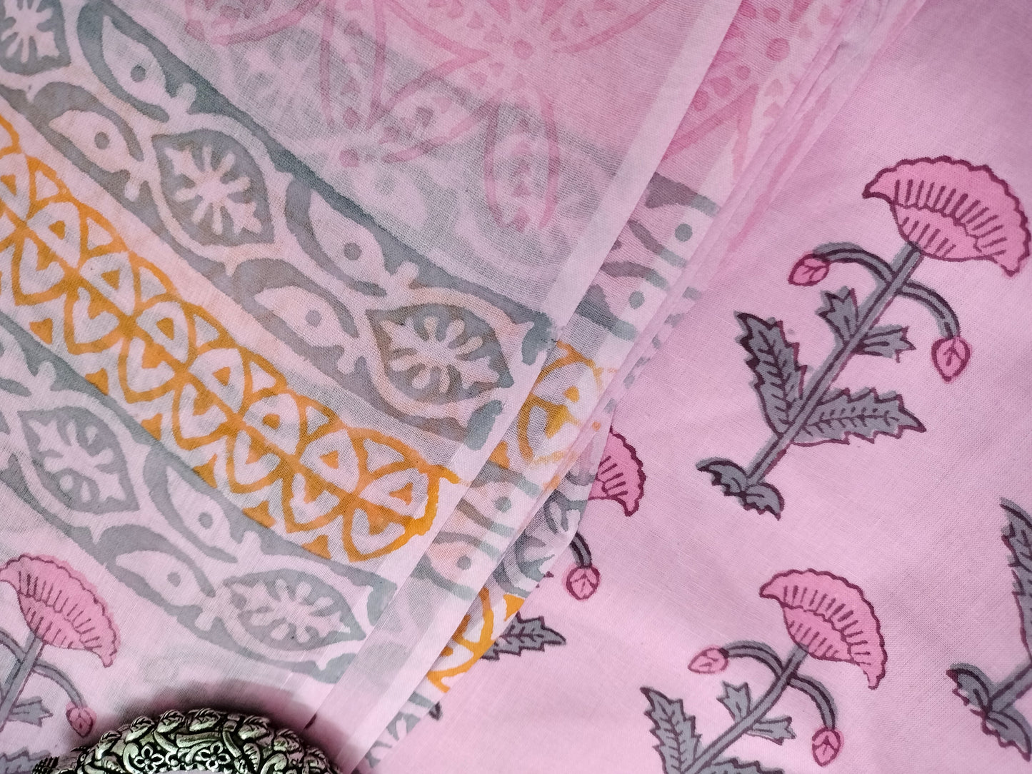 Pure Mul cotton suit with chiffon dupatta