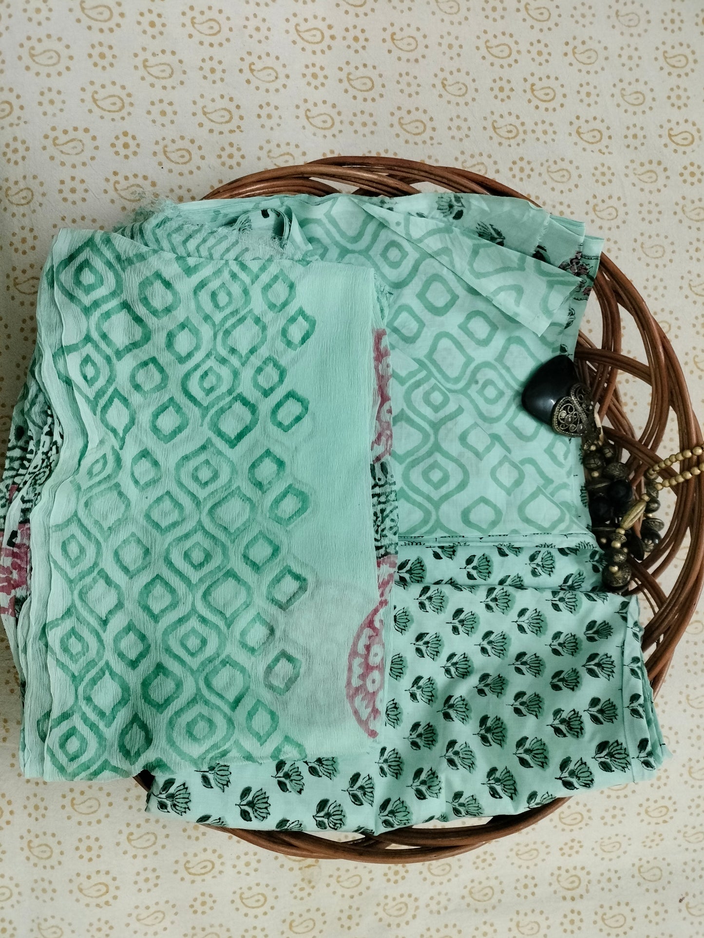 Pure Mul cotton suit with chiffon dupatta