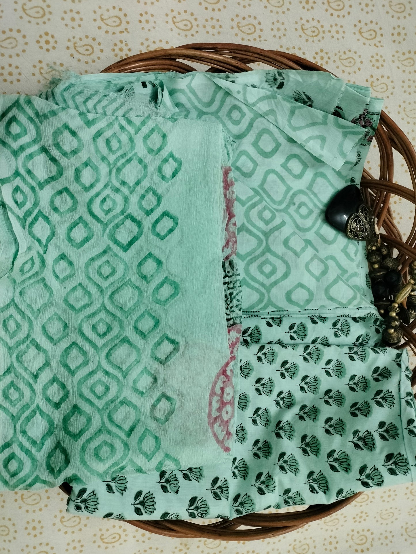 Pure Mul cotton suit with chiffon dupatta