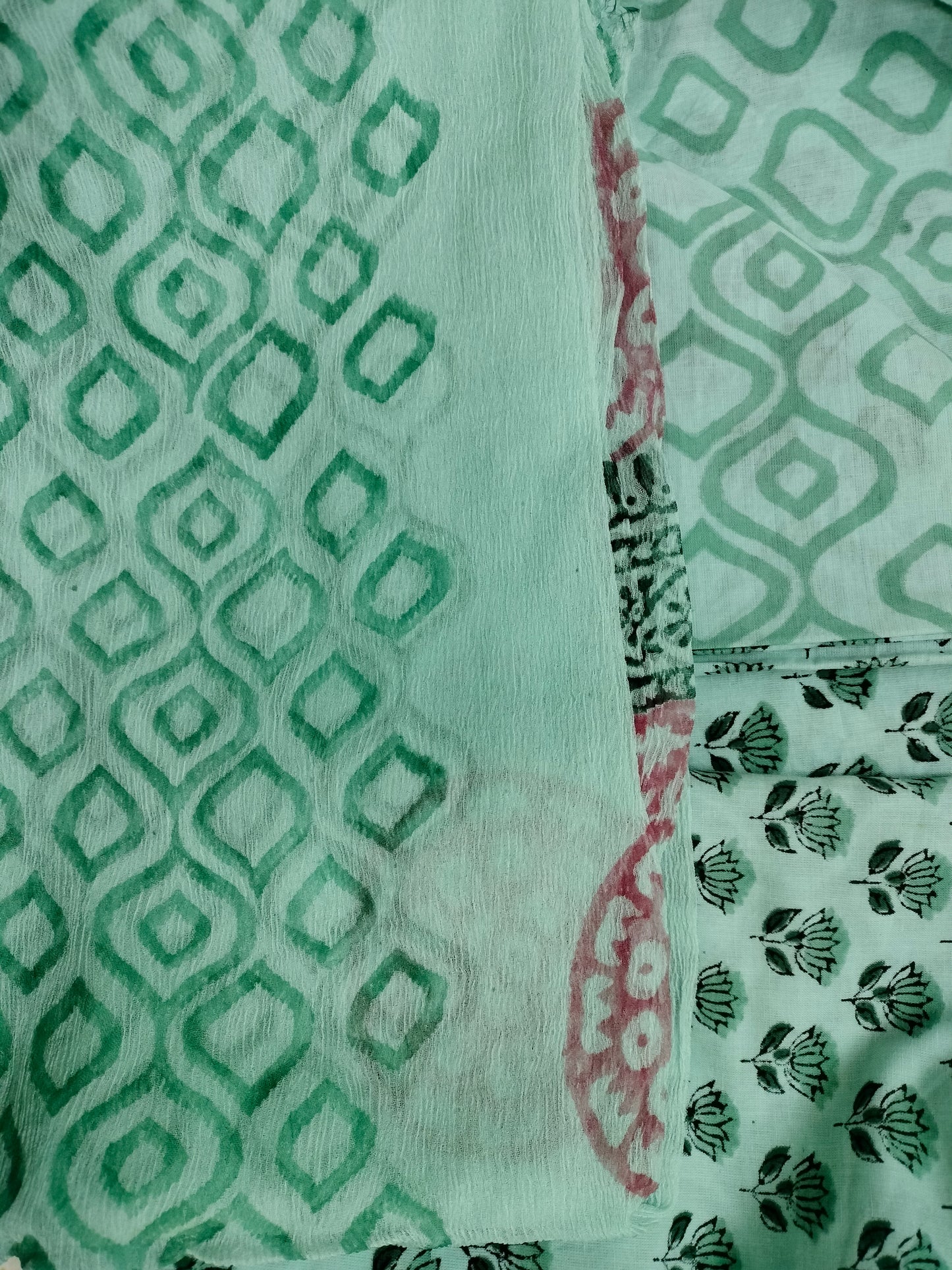 Pure Mul cotton suit with chiffon dupatta