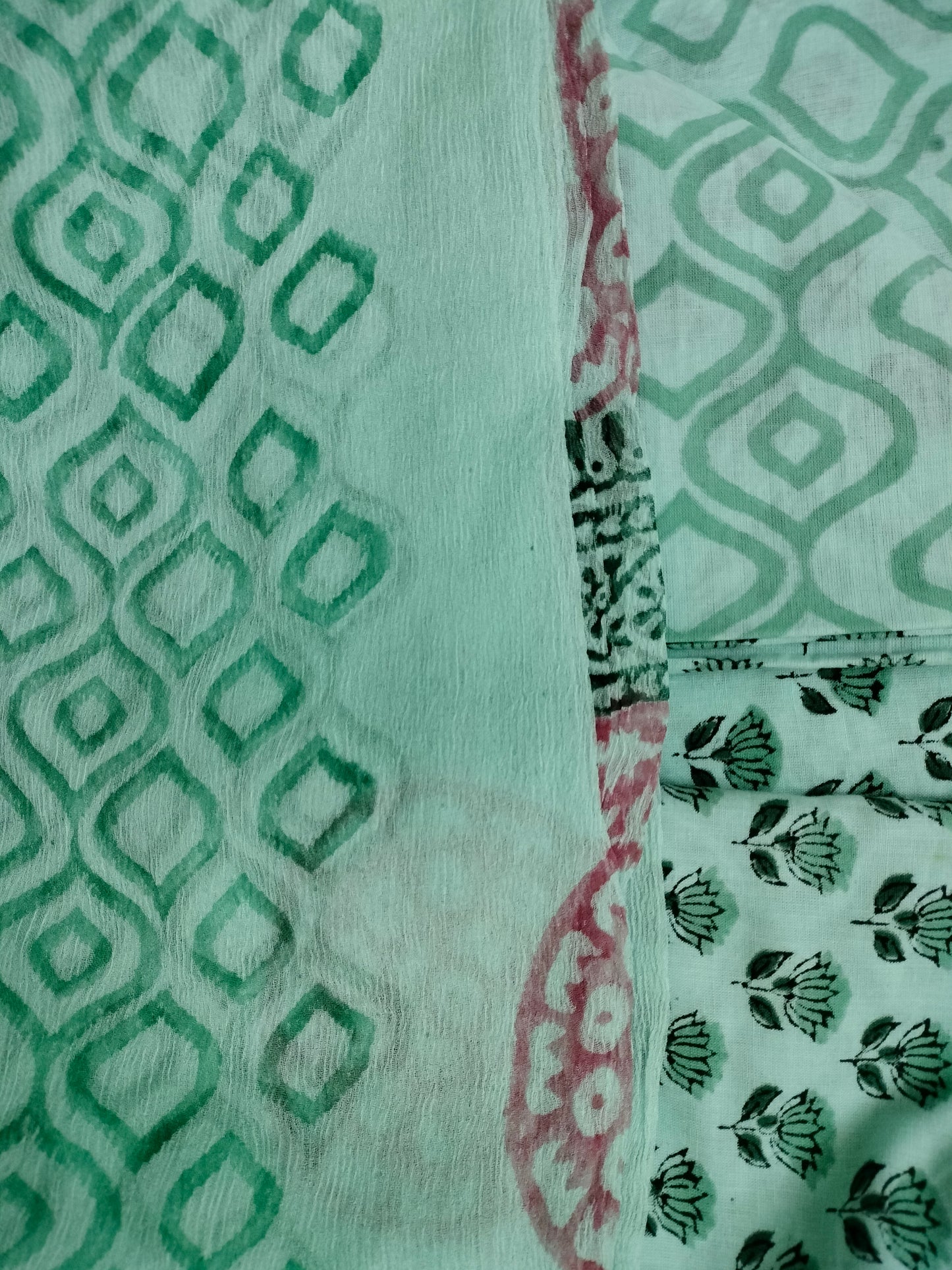 Pure Mul cotton suit with chiffon dupatta