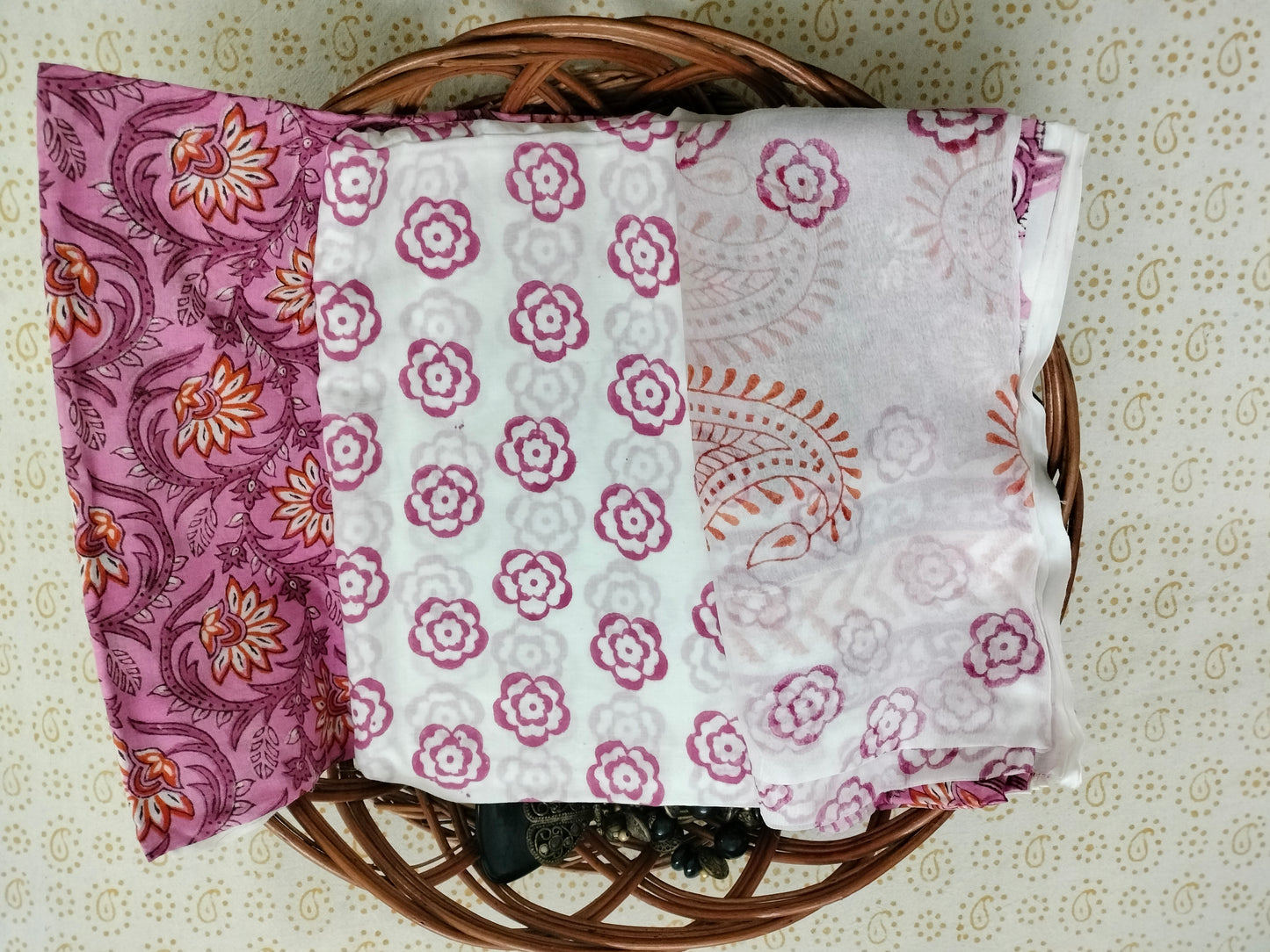 Pure Mul cotton suit with chiffon dupatta