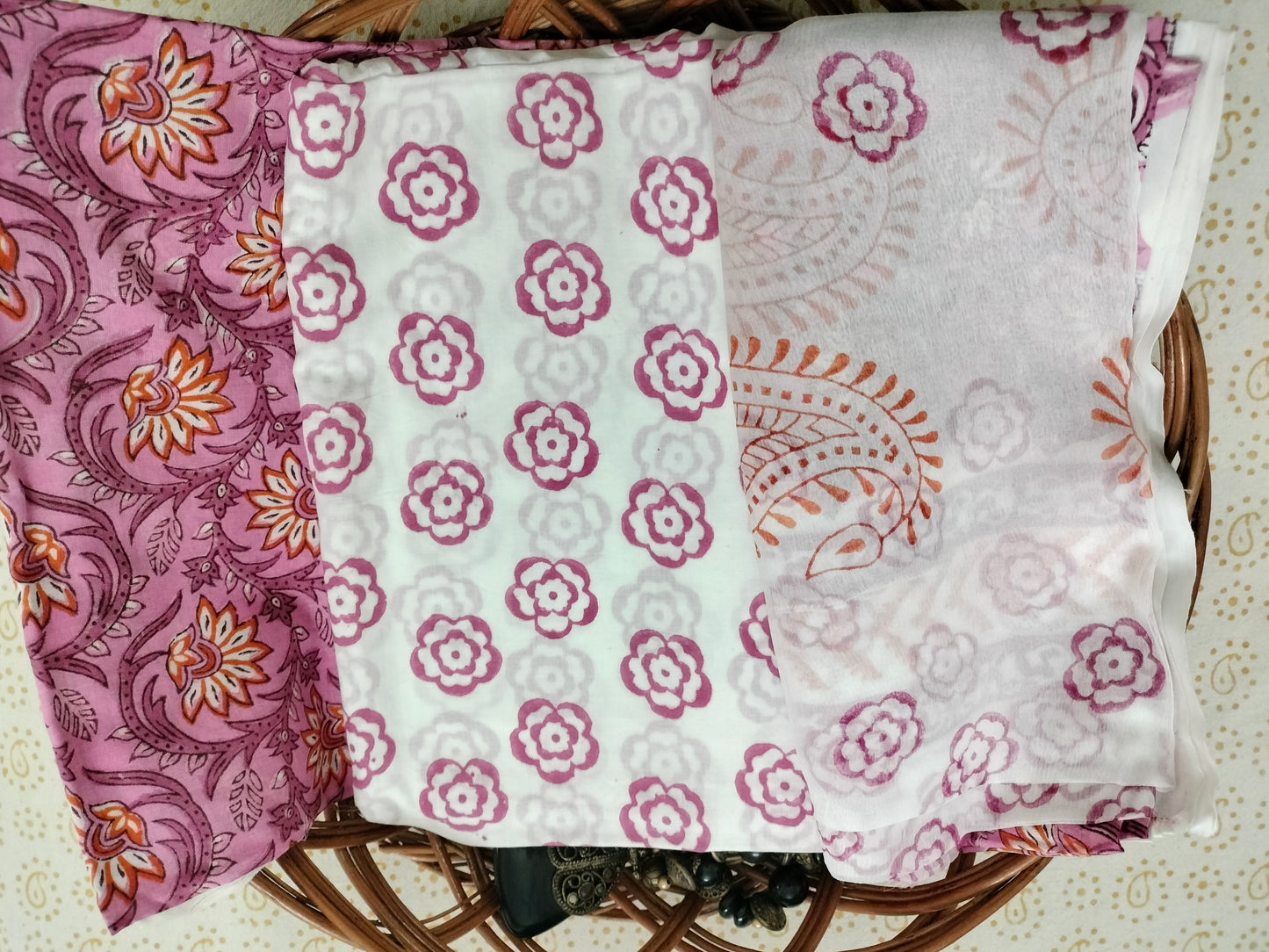 Pure Mul cotton suit with chiffon dupatta