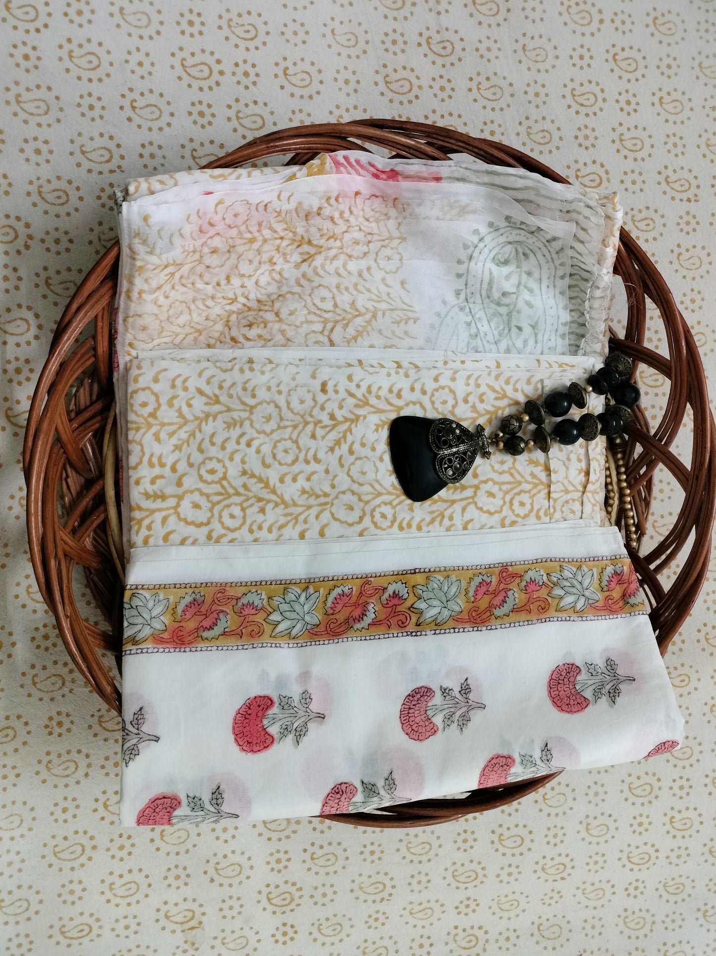 Pure Mul cotton suit with chiffon dupatta