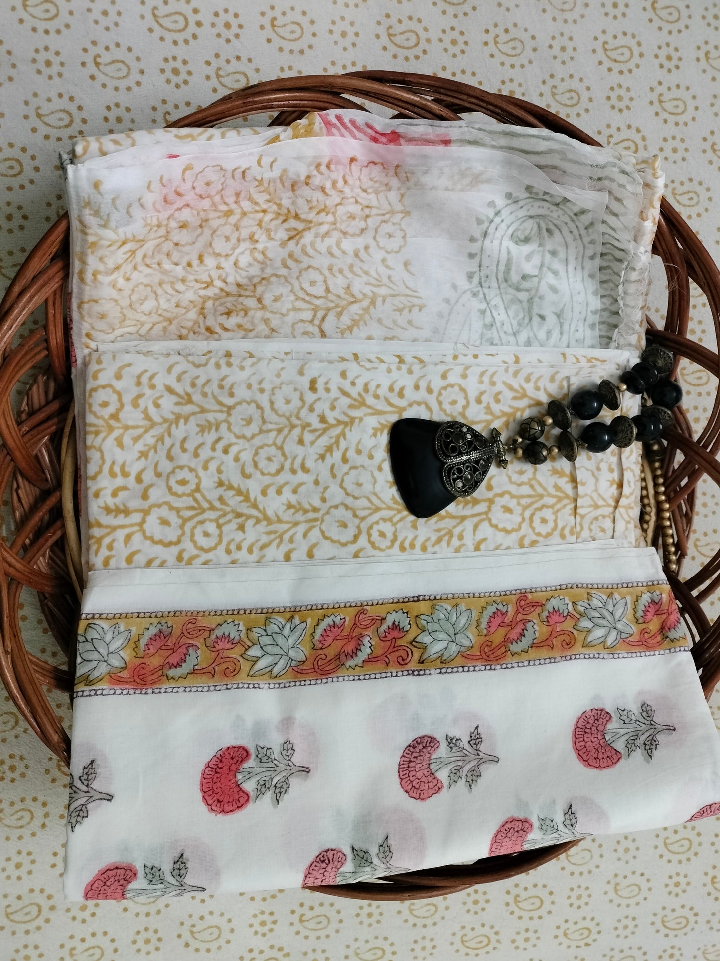 Pure Mul cotton suit with chiffon dupatta